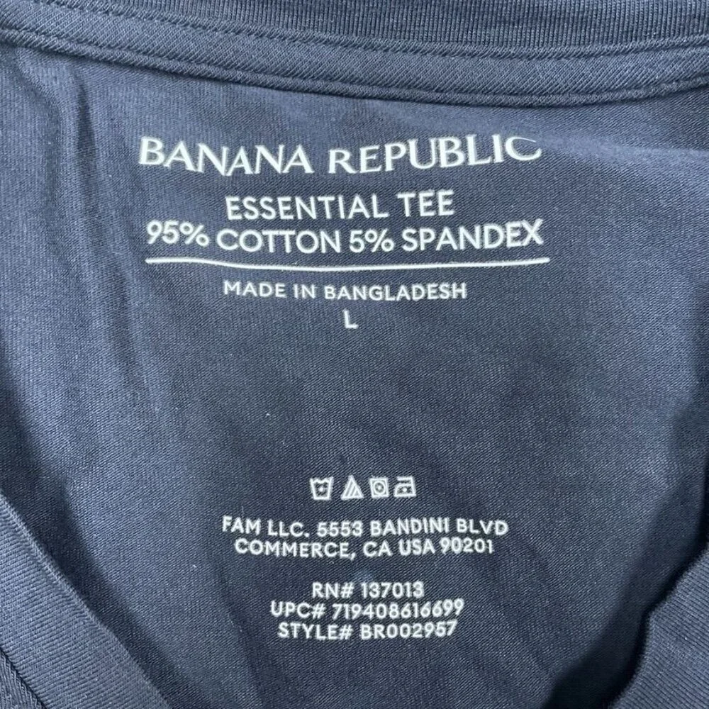 Banana Republic Essential Tee V-Neck 95% Cotton 5% Spandex Navy L a0888